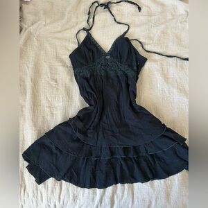 Vtg Pura Vida Black Cotton Babydoll Grudge Fairy Midi Dress Sz 12 Whimsigoth
